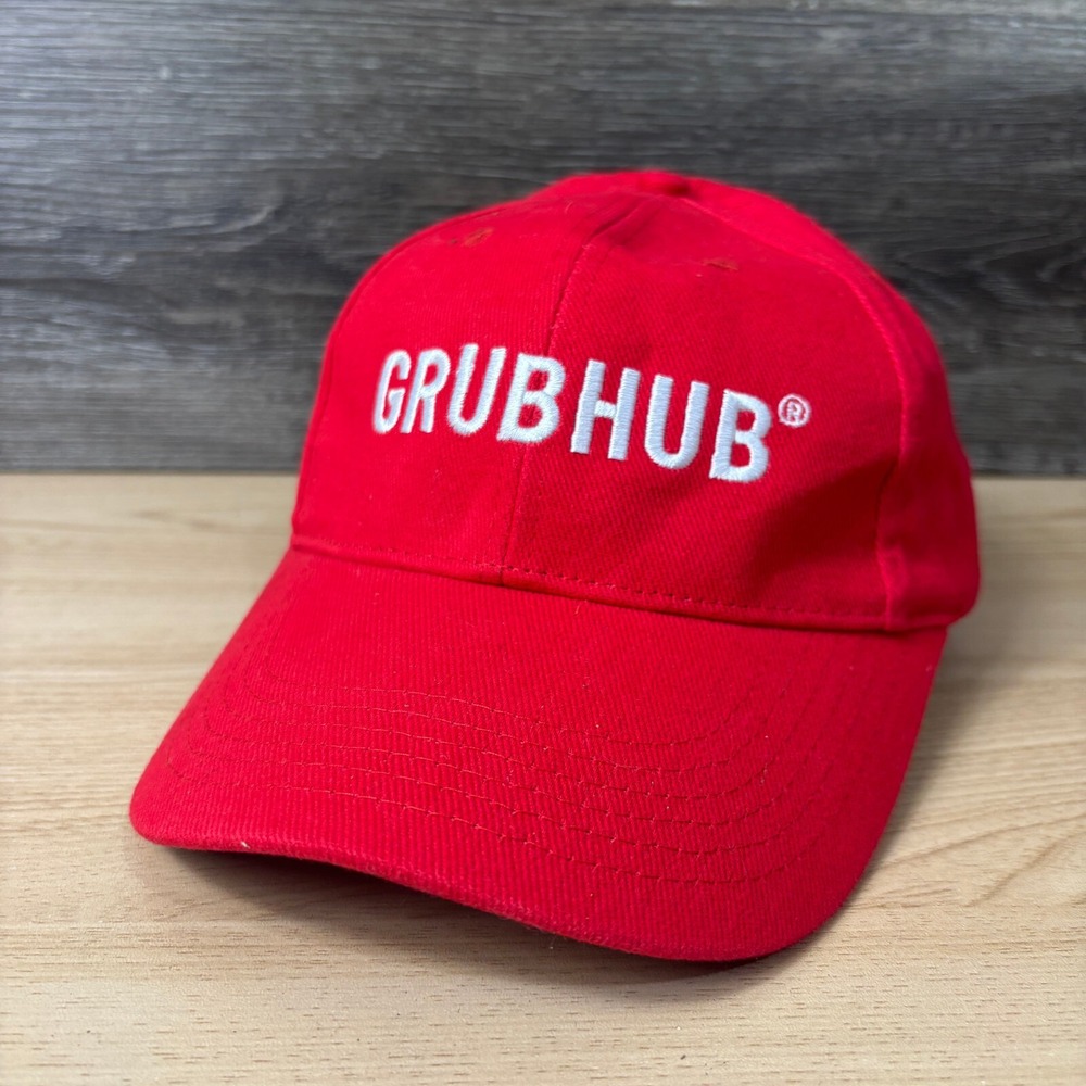 Grubhub Hat Cap Strap Back Red One Size Adjustable